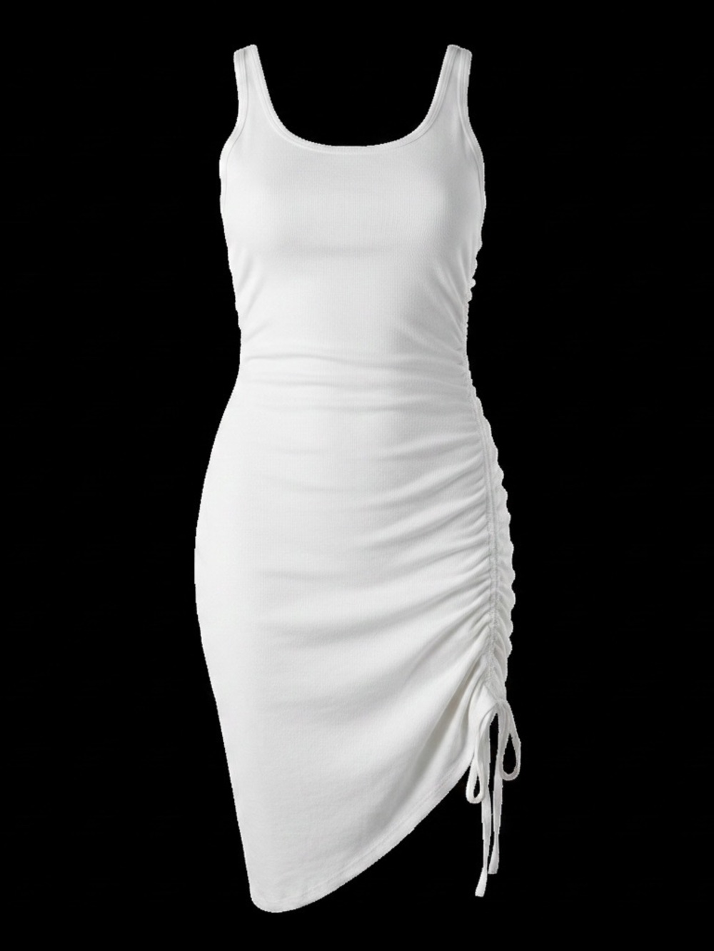 Veronica Beard Jeans White Ruched Tank Dress Sleeveless Bodycon Midi
